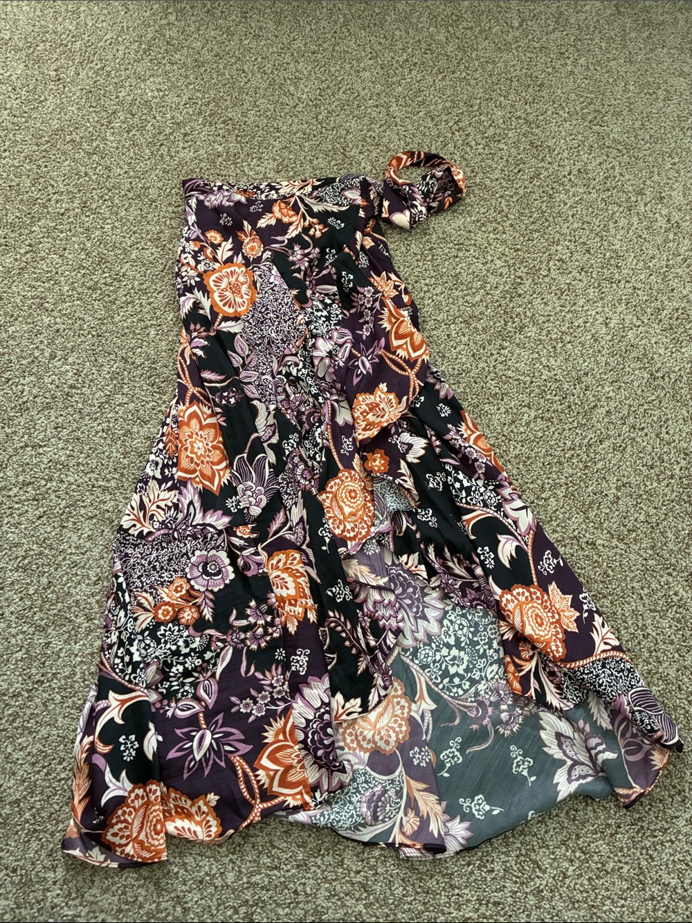 Women’s Floral Wrap Skirt in Black & Purple